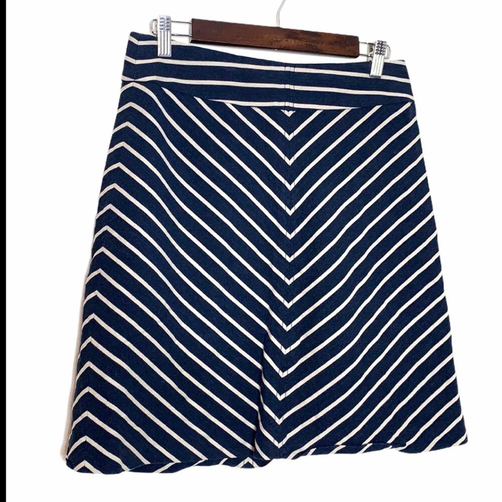 The Limited Linen Blend Navy and Cream Striped Skirt Size Small